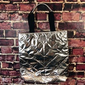 Victoria’s Secret rose gold chevron quilt tote bag